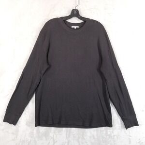Cotton Citizen Shirt Men XXL Black Waffle Knit Cooper‎ Thermal Crewneck USA Made